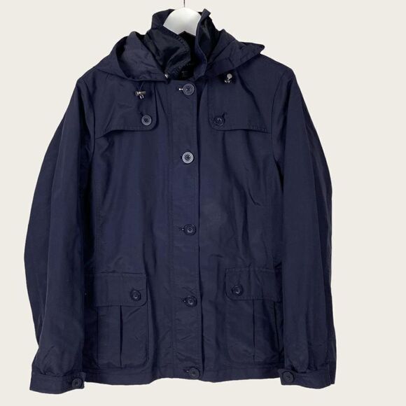 Lands' End Women's Hooded Lightweight Navy Jacket - Picture 1 of 13